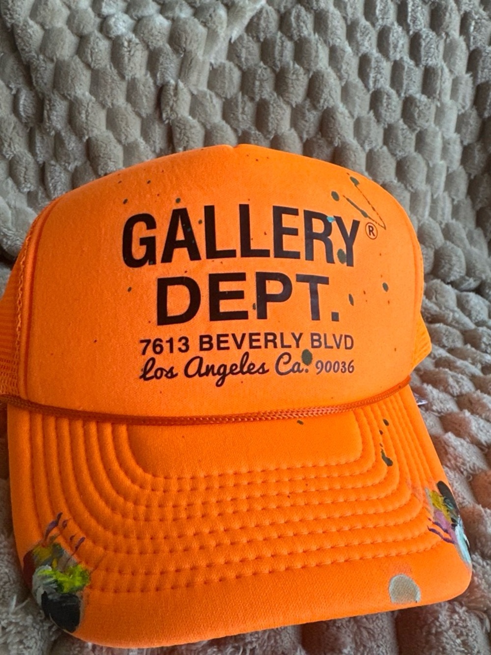 Gallery Dept Orange Logo Paint-Splatter Trucker Hat
